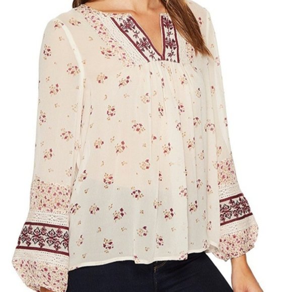Joie Joleta in Almond Silk Boho Peasant Top - Picture 1 of 5